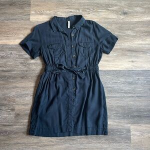 Zara navy button-down dress